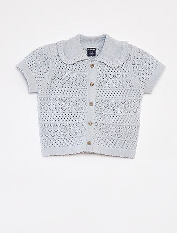 Cardigan a maniche corte in maglia traforata