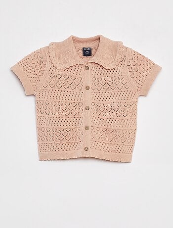 Cardigan a maniche corte in maglia traforata