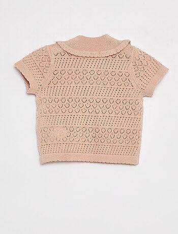 Cardigan a maniche corte in maglia traforata