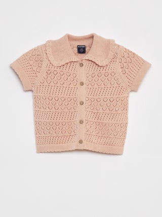 Cardigan a maniche corte in maglia traforata