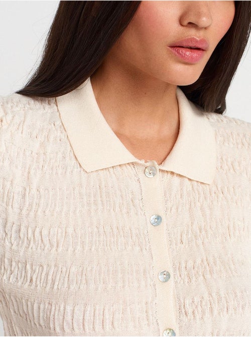 Cardigan a maniche corte in misto cotone a coste, aderente dilvin - Kiabi Cardigan a maniche corte in misto cotone a coste, aderente dilvin - Kiabi
