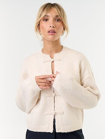 Cardigan a maniche lunghe con abbottonatura alla coreana