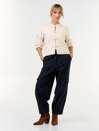 Cardigan a maniche lunghe con abbottonatura alla coreana
