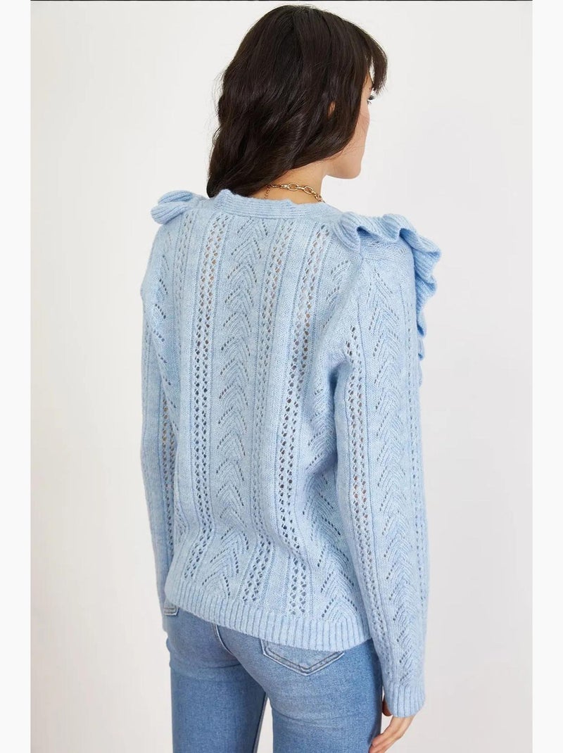 Cardigan a maniche lunghe con motivo jacquard e bottoni lucci Blu chiaro - Kiabi