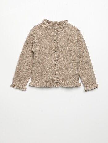 Cardigan a maniche lunghe con volant