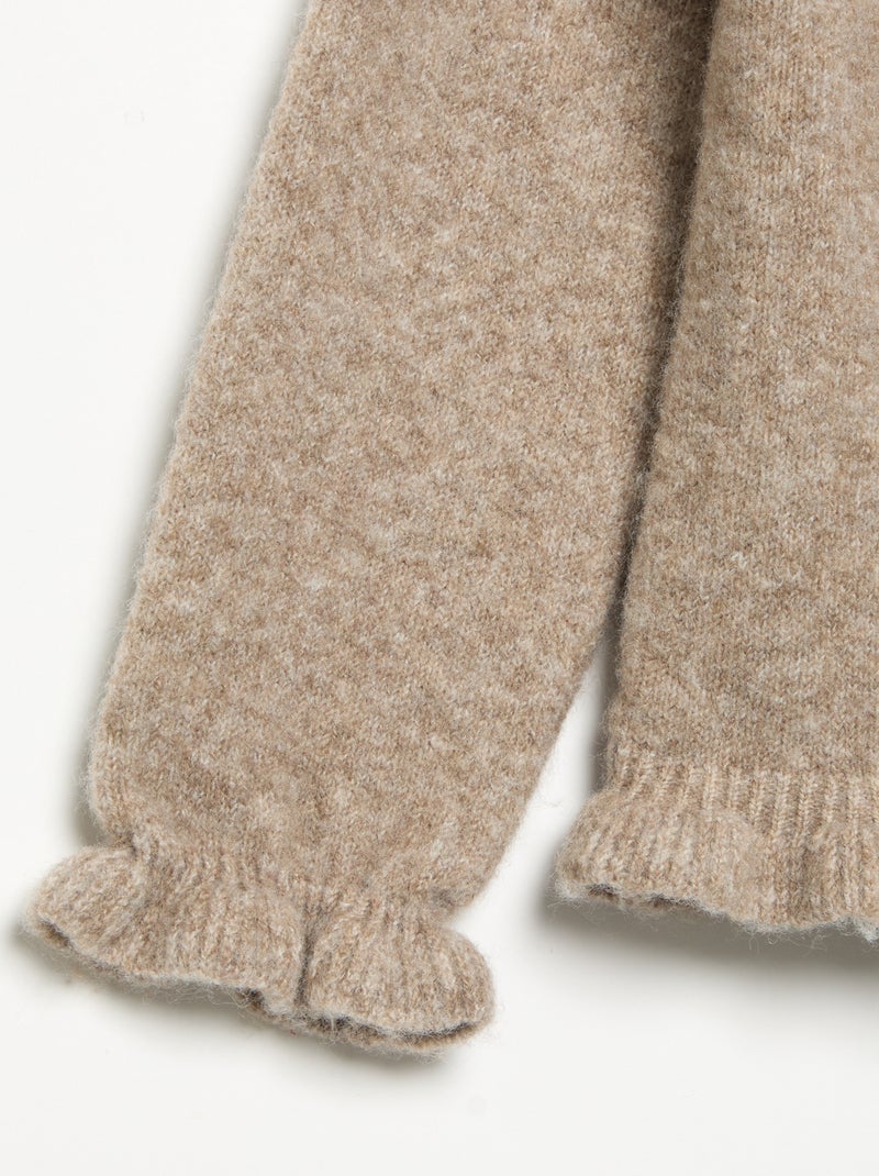 Cardigan a maniche lunghe con volant Beige - Kiabi
