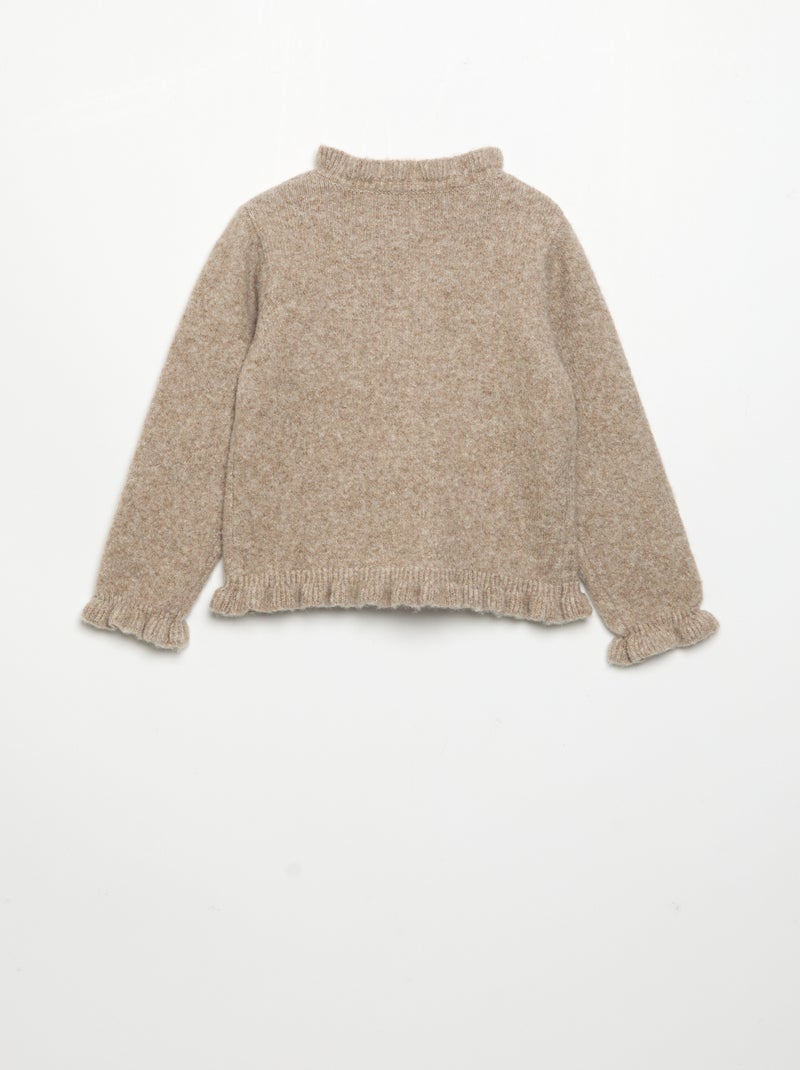 Cardigan a maniche lunghe con volant Beige - Kiabi