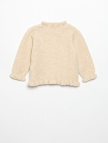 Cardigan a maniche lunghe con volant