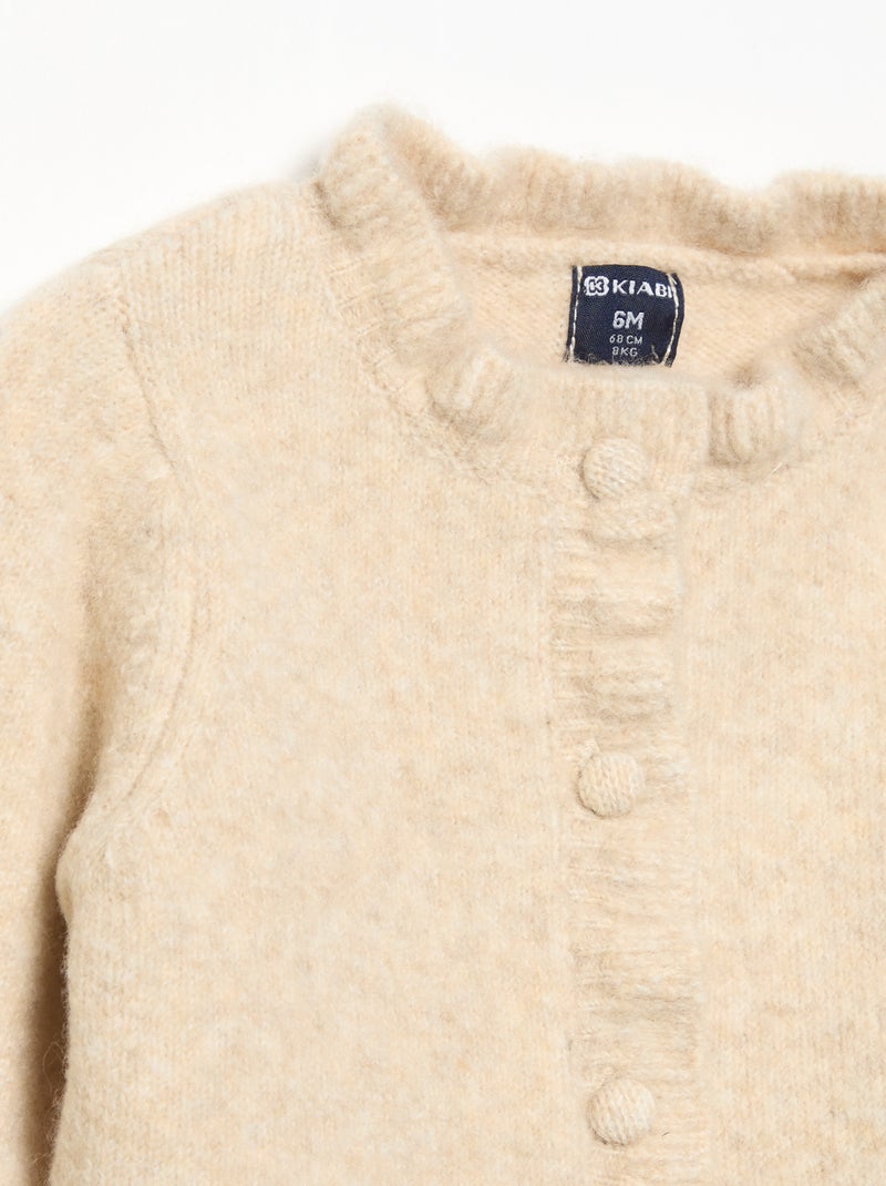 Cardigan a maniche lunghe con volant Beige - Kiabi