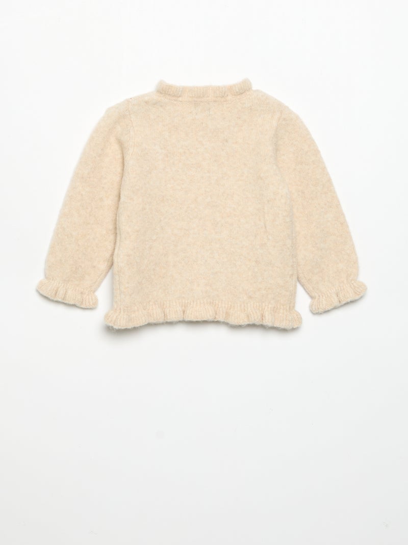 Cardigan a maniche lunghe con volant Beige - Kiabi