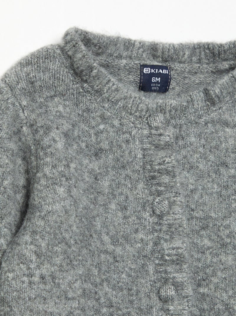 Cardigan a maniche lunghe con volant Grigio - Kiabi