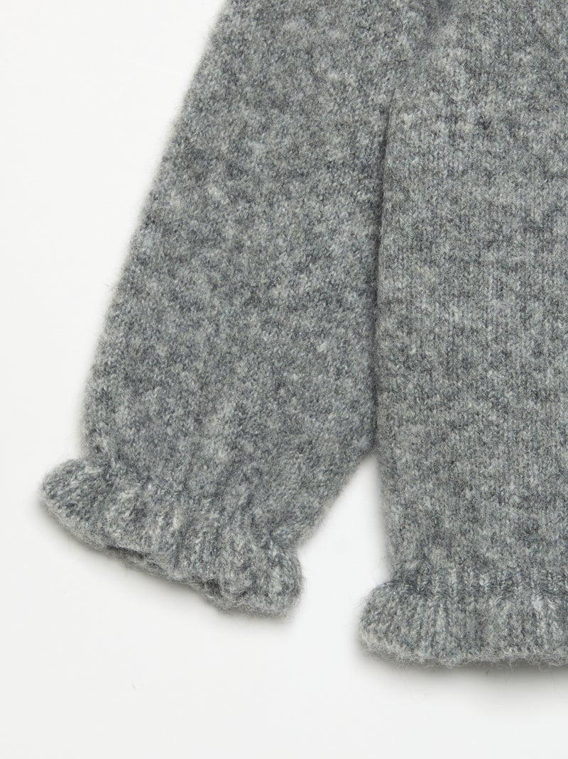 Cardigan a maniche lunghe con volant Grigio - Kiabi