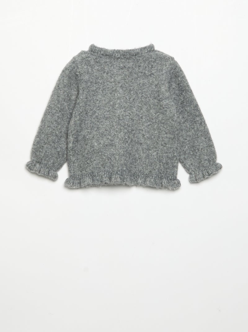 Cardigan a maniche lunghe con volant Grigio - Kiabi