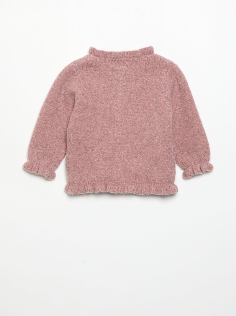 Cardigan a maniche lunghe con volant Rosa - Kiabi