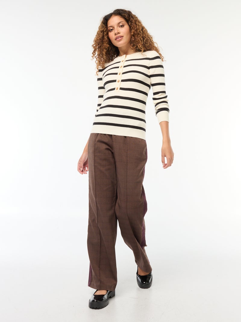 Cardigan a maniche lunghe in maglia a coste Beige - Kiabi