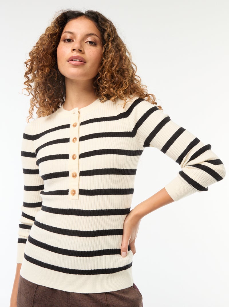 Cardigan a maniche lunghe in maglia a coste Beige - Kiabi