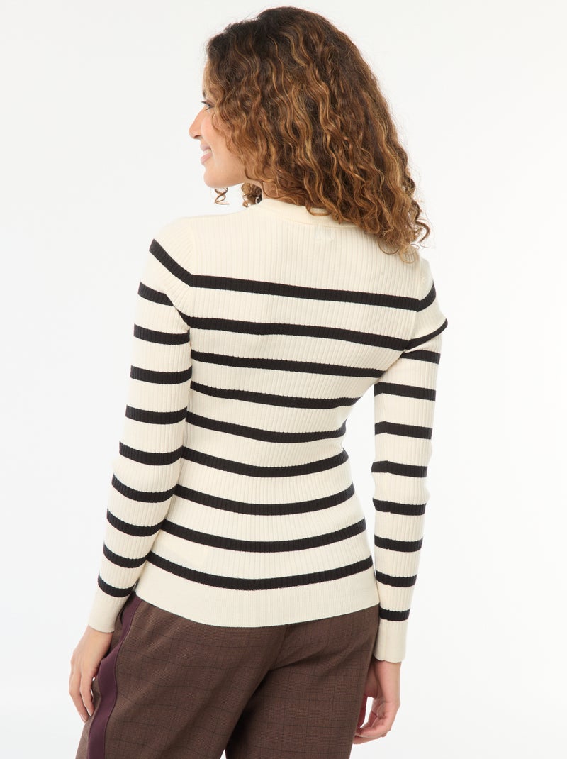 Cardigan a maniche lunghe in maglia a coste Beige - Kiabi