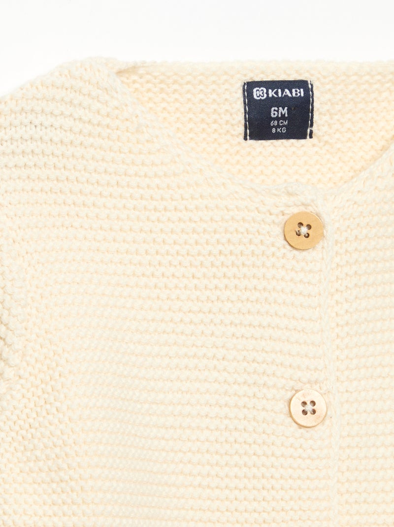 Cardigan a punto spugna Bianco - Kiabi