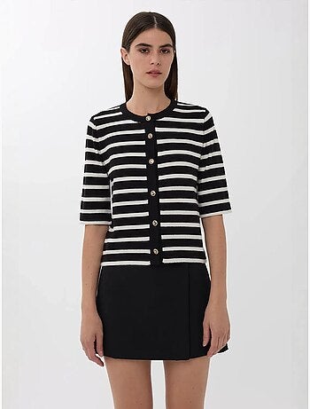 Cardigan a righe a maniche corte con bottoni hiccup