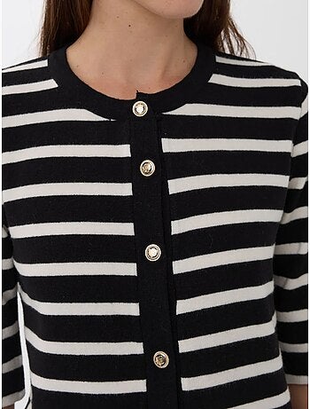 Cardigan a righe a maniche corte con bottoni hiccup
