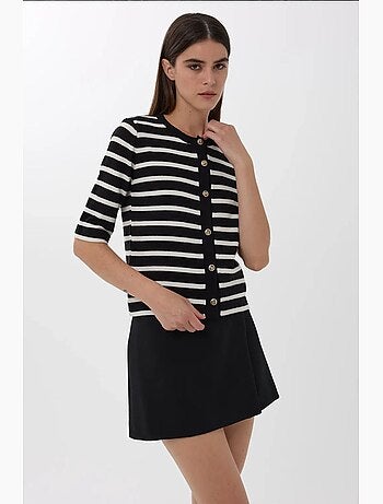 Cardigan a righe a maniche corte con bottoni hiccup