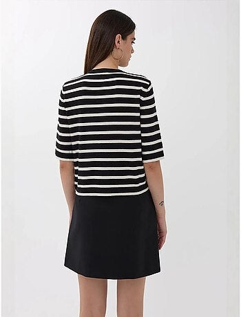Cardigan a righe a maniche corte con bottoni