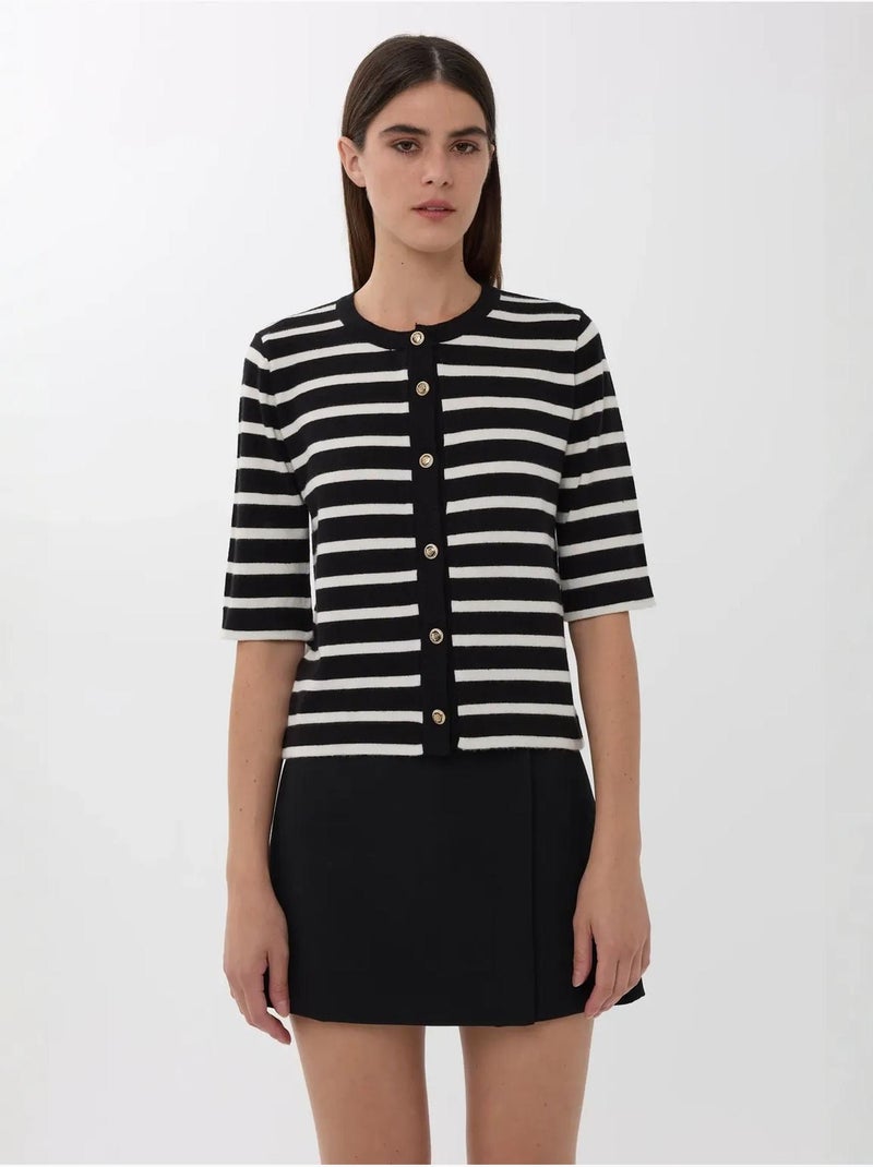 Cardigan a righe a maniche corte con bottoni Multicolore - Kiabi