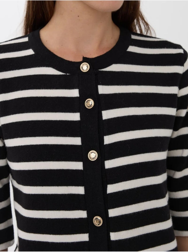 Cardigan a righe a maniche corte con bottoni Multicolore - Kiabi