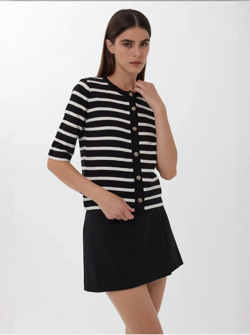 Cardigan a righe a maniche corte con bottoni Multicolore - Kiabi