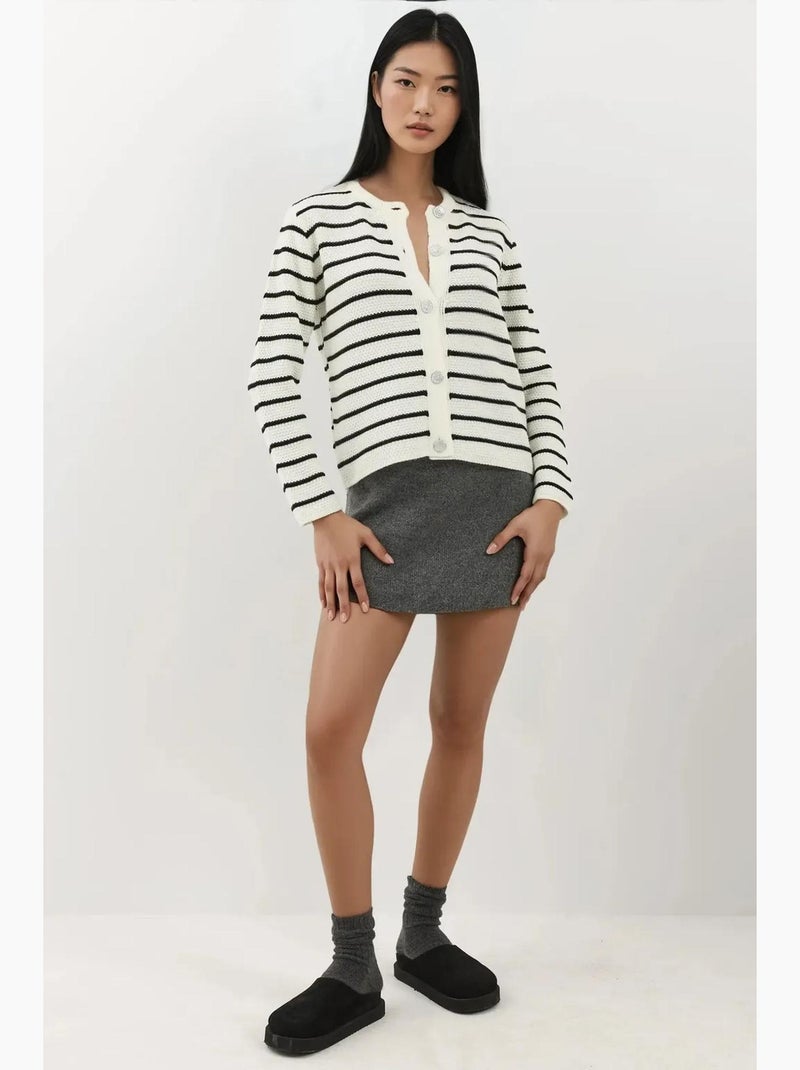 Cardigan a righe con bottoni hiccup Bianco - Kiabi