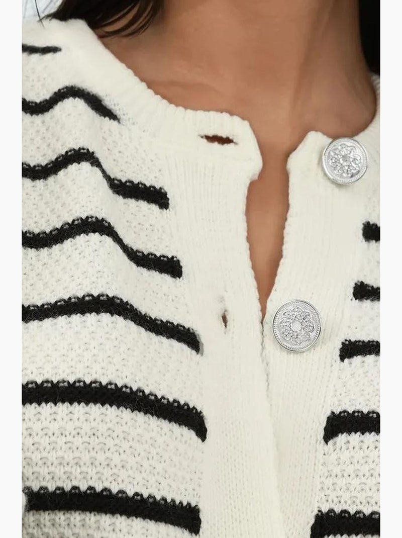 Cardigan a righe con bottoni hiccup Bianco - Kiabi