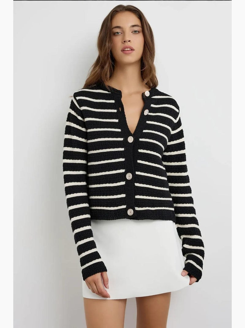 Cardigan a righe con bottoni hiccup Nero - Kiabi