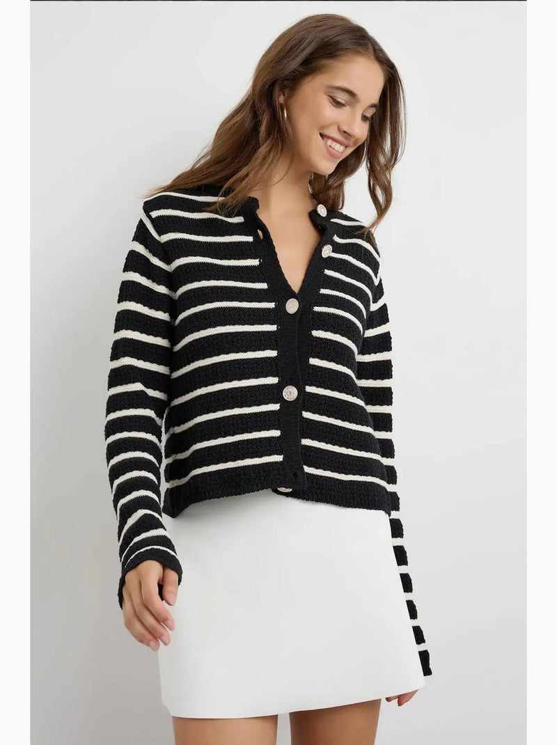Cardigan a righe con bottoni hiccup Nero - Kiabi