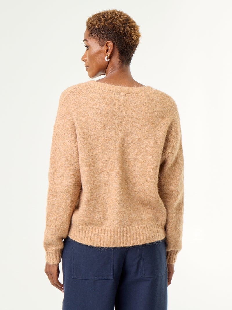 Cardigan a tinta unita con bottoni in maglia a trama grossa Beige - Kiabi