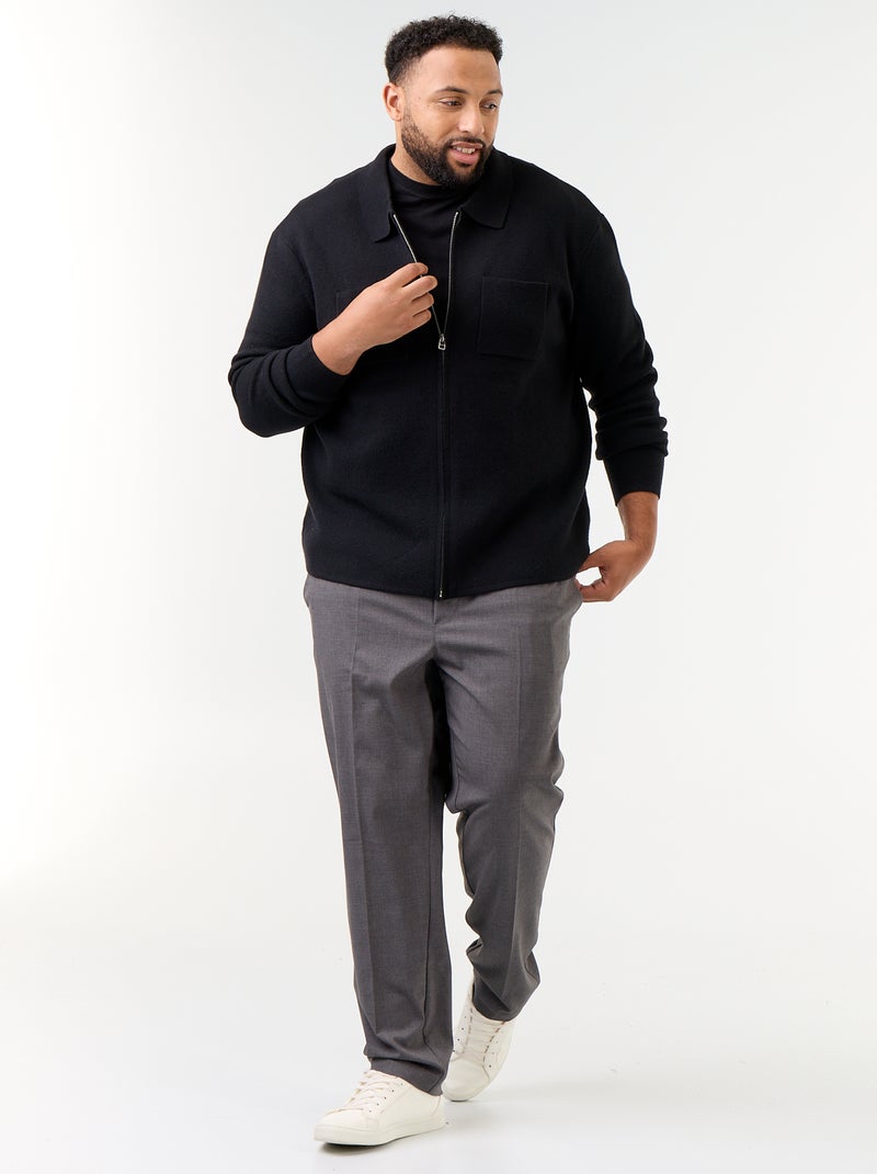 Cardigan a tinta unita con collo a camicia Nero - Kiabi