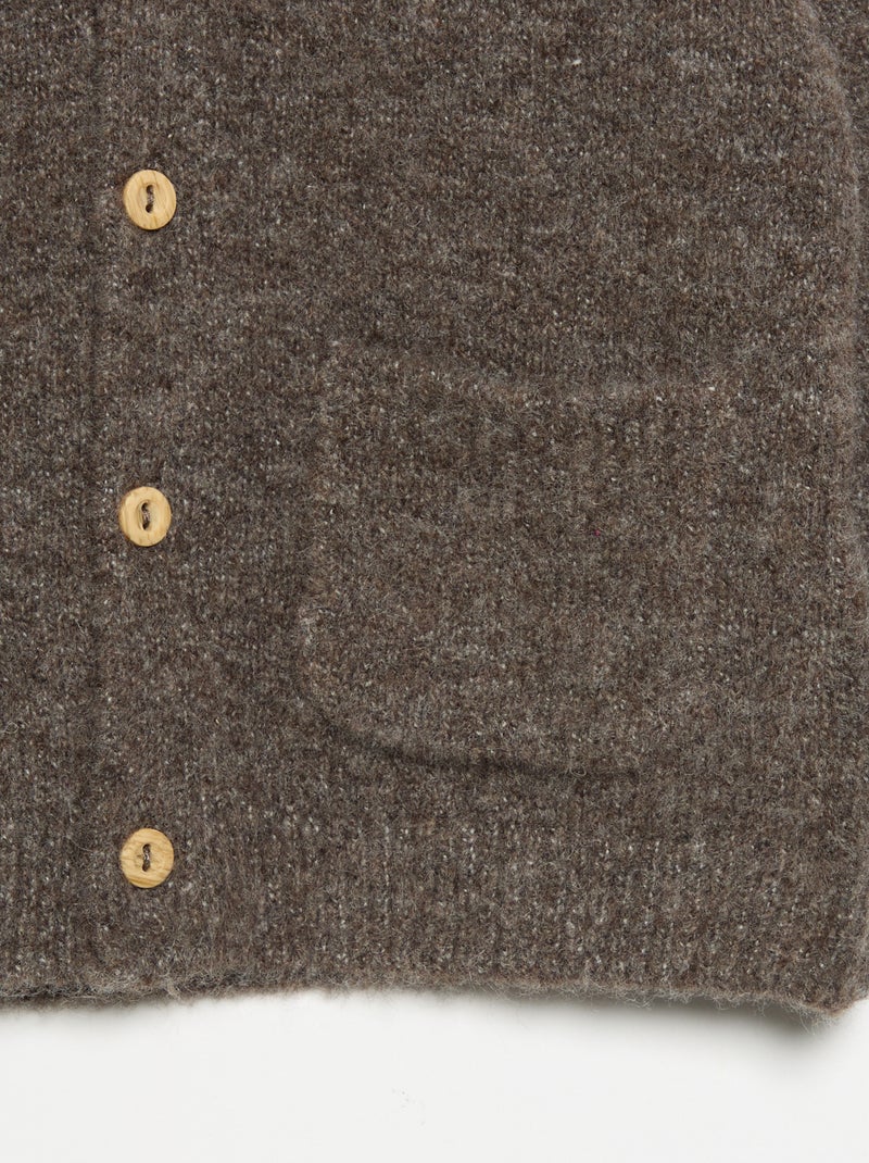 Cardigan a tinta unita con scollo a V Tortora - Kiabi