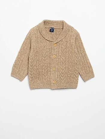 Cardigan a trecce e collo a scialle