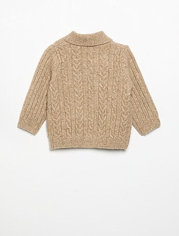 Cardigan a trecce e collo a scialle
