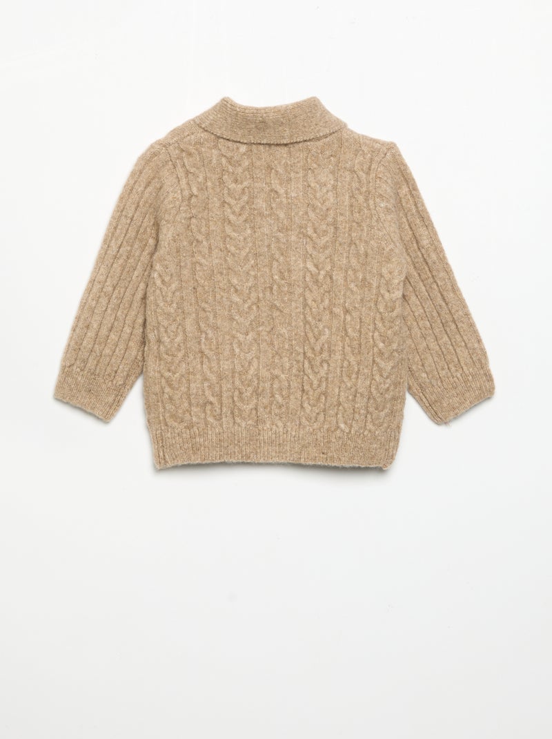 Cardigan a trecce e collo a scialle Beige - Kiabi