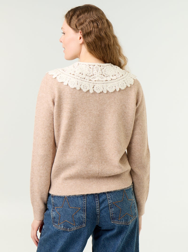 Cardigan abbottonato con colletto Claudine Beige - Kiabi