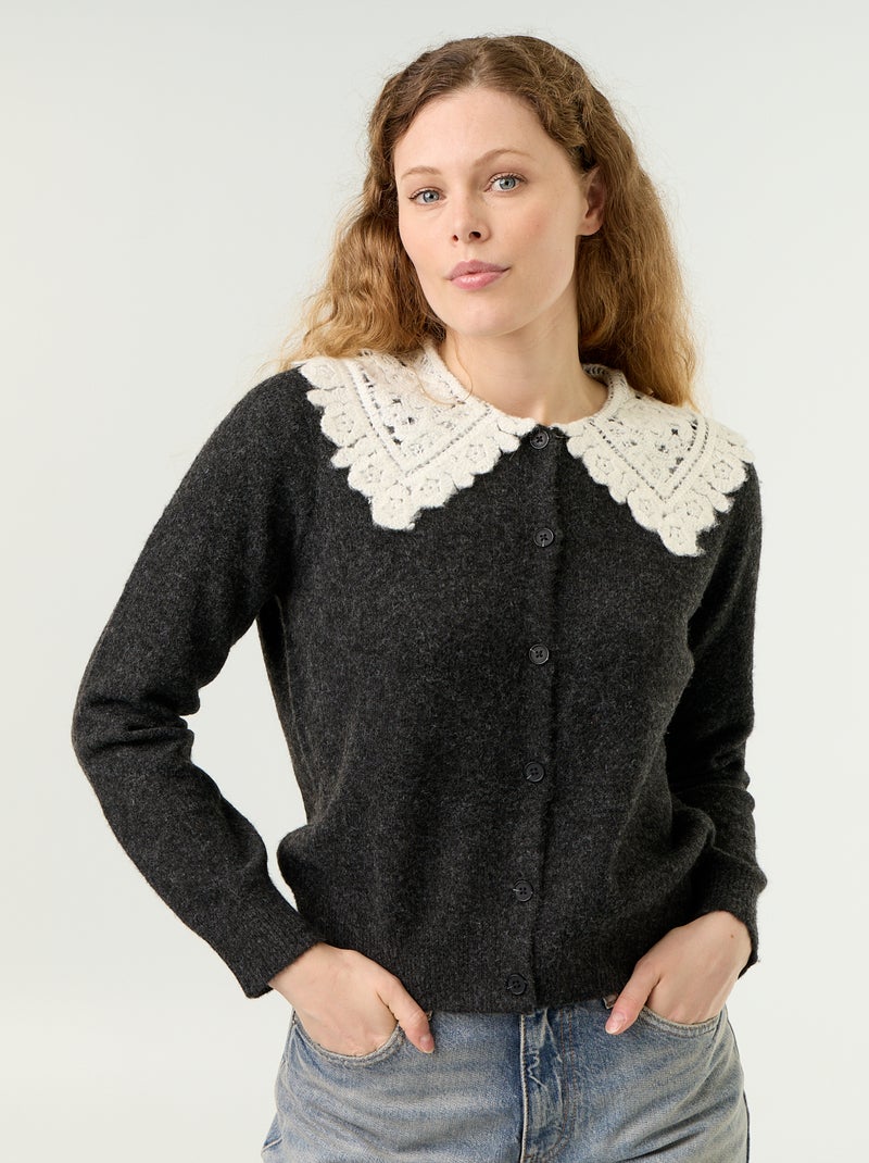 Cardigan abbottonato con colletto Claudine Grigio - Kiabi