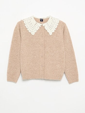 Cardigan abbottonato con collo fantasia