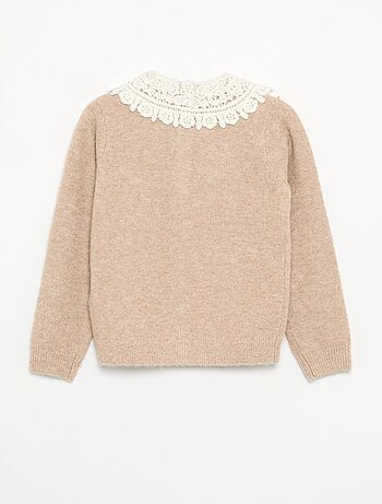 Cardigan abbottonato con collo fantasia