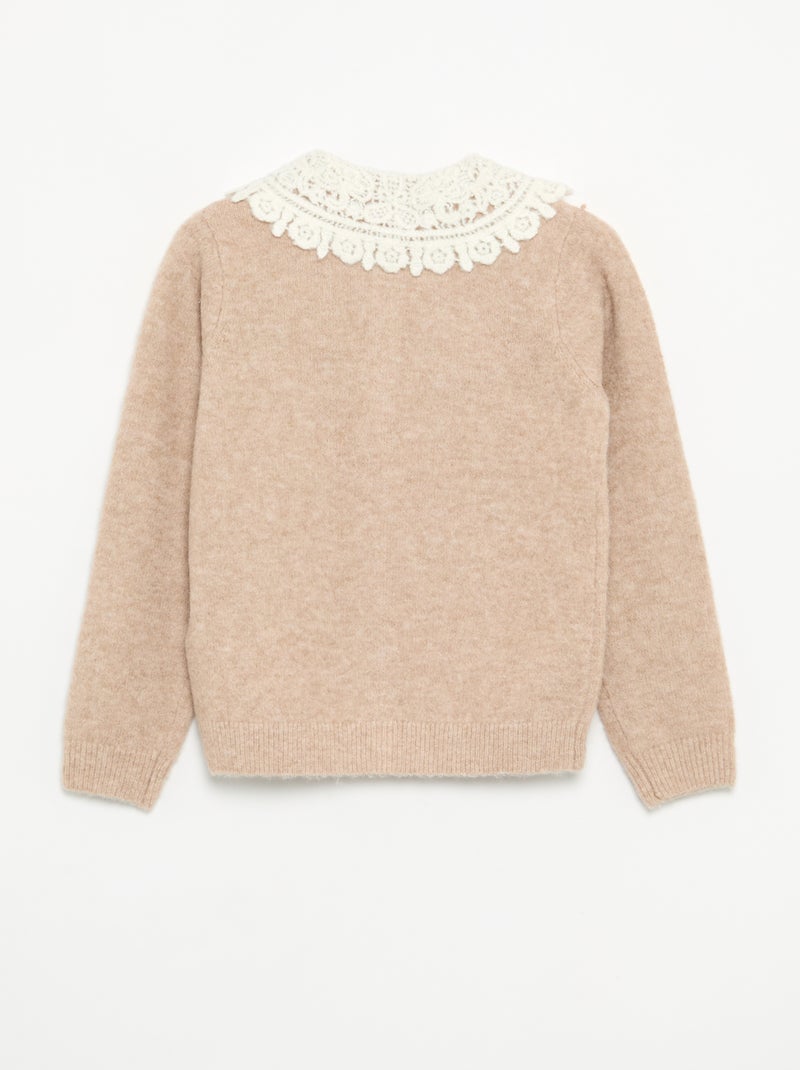 Cardigan abbottonato con collo fantasia Beige - Kiabi