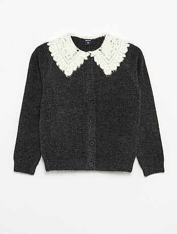 Cardigan abbottonato con collo fantasia