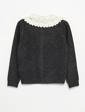 Cardigan abbottonato con collo fantasia