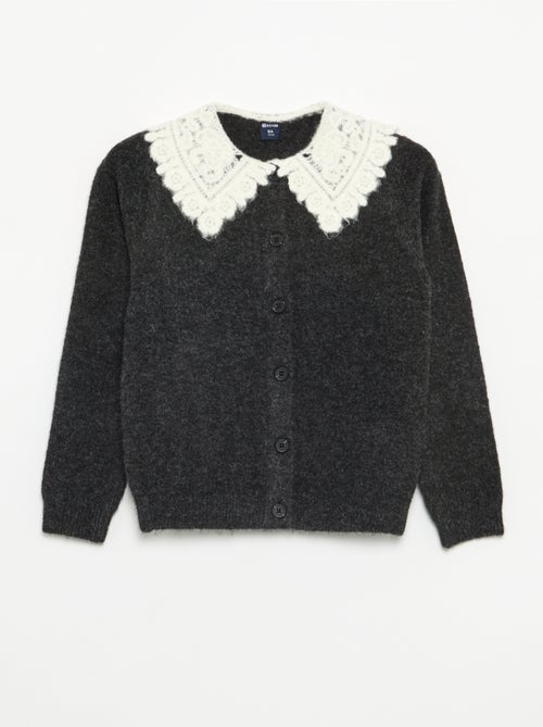 Cardigan abbottonato con collo fantasia - Kiabi