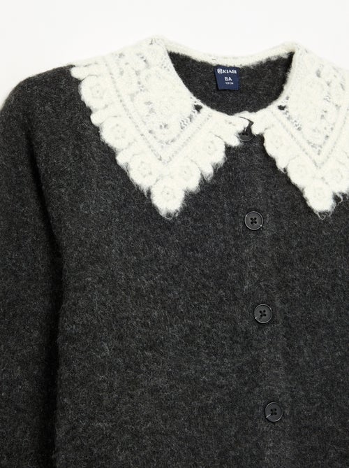 Cardigan abbottonato con collo fantasia - Kiabi