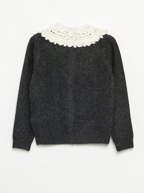 Cardigan abbottonato con collo fantasia - Kiabi