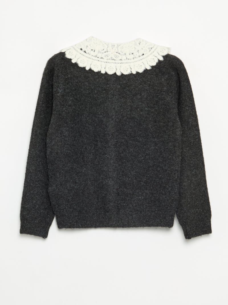 Cardigan abbottonato con collo fantasia Grigio - Kiabi
